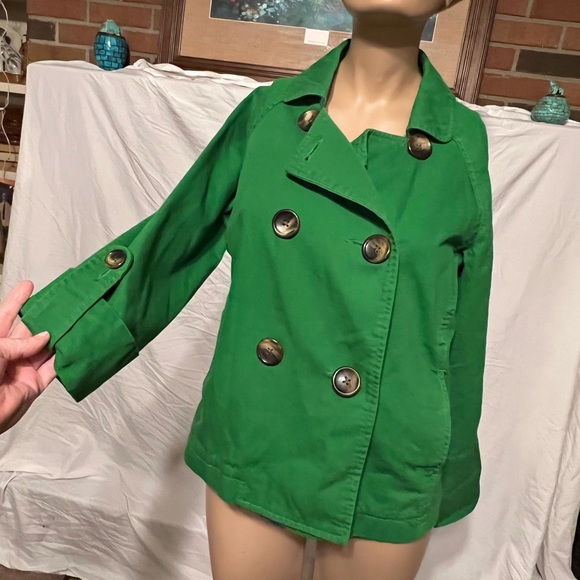 S Kelly Green Old Navy Large Button Canvas Pea Coat Jacket - Picture 7 of 13
